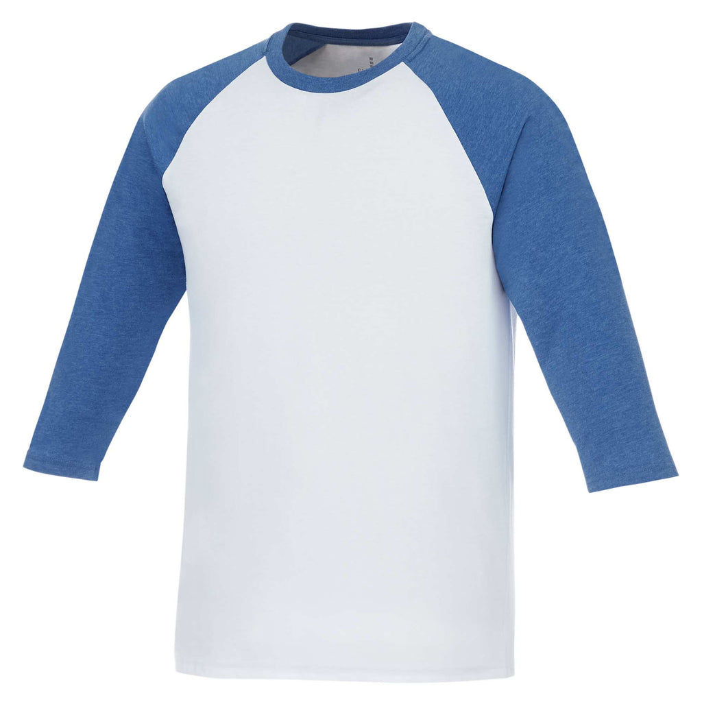 Dakota Three Quarter Sleeve Raglan Tee for Men Sublimation - New Royal Hthr/White - Front Flat