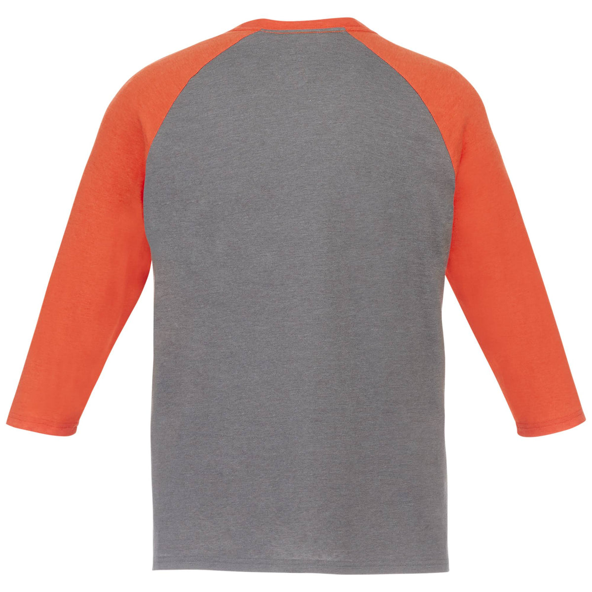 Dakota Three Quarter Sleeve Raglan Tee for Men Sublimation - Orange Heather/Med Hthr Grey - Back Flat