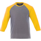 Dakota Three Quarter Sleeve Raglan Tee for Men Sublimation - Yellow Heather/Med Hthr Grey - Front