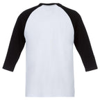 Dakota Three Quarter Sleeve Raglan Tee for Men Transfer - Black/White - Back Flat