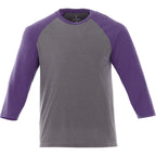 Dakota Three Quarter Sleeve Raglan Tee for Men Transfer - Purple Heather/Med Hthr Grey - Front Flat