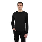 Dara Recycled Long Sleeve Tech Tee for Men Transfer - Black - Front On Model