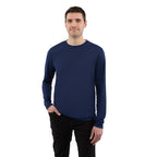 Dara Recycled Long Sleeve Tech Tee for Men Transfer - Vintage Navy - Front On Model