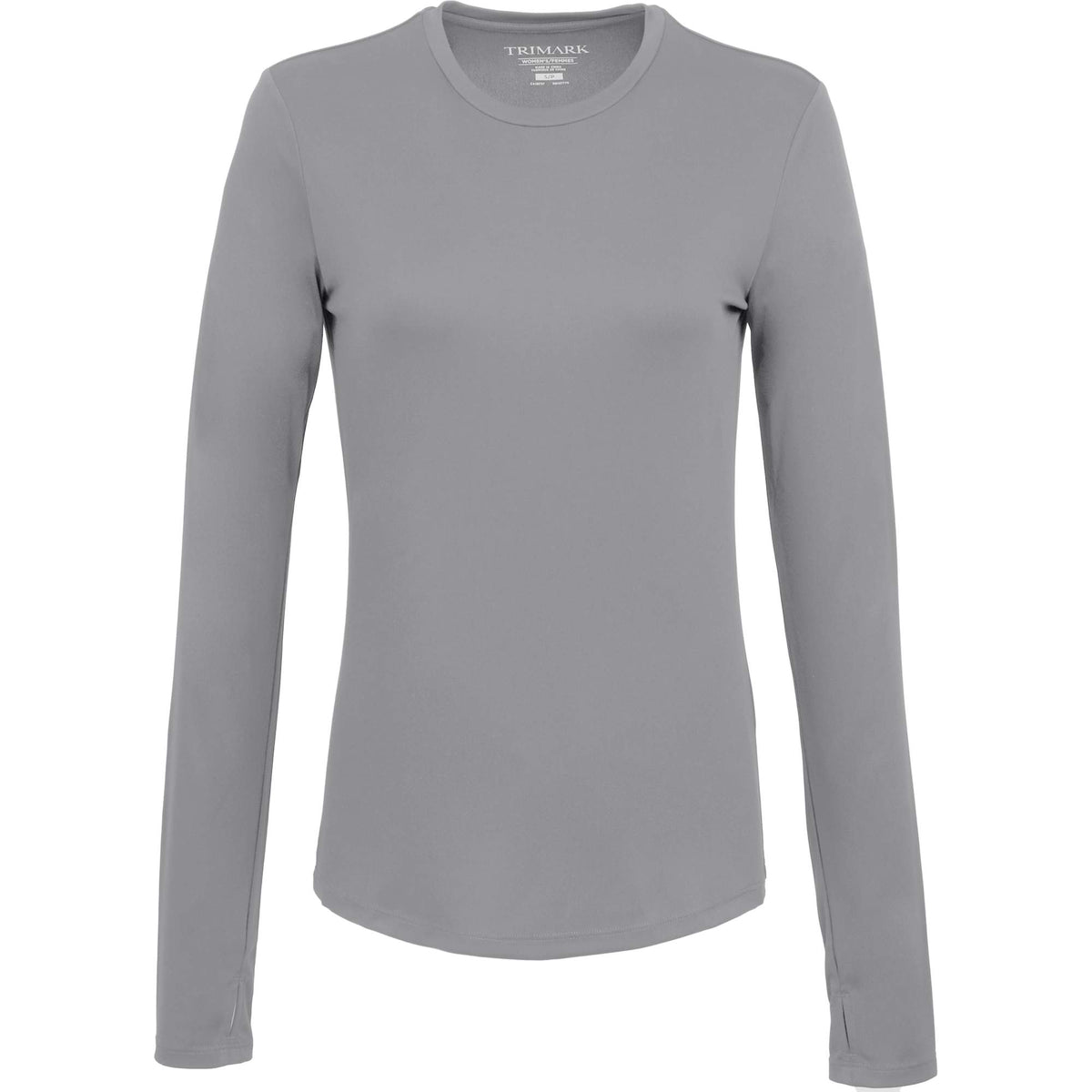 Dara Recycled Long Sleeve Tech Tee for Women Debossing - Quarry - Front