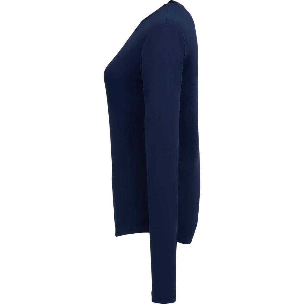 Dara Recycled Long Sleeve Tech Tee for Women Debossing - Vintage Navy - Left Side