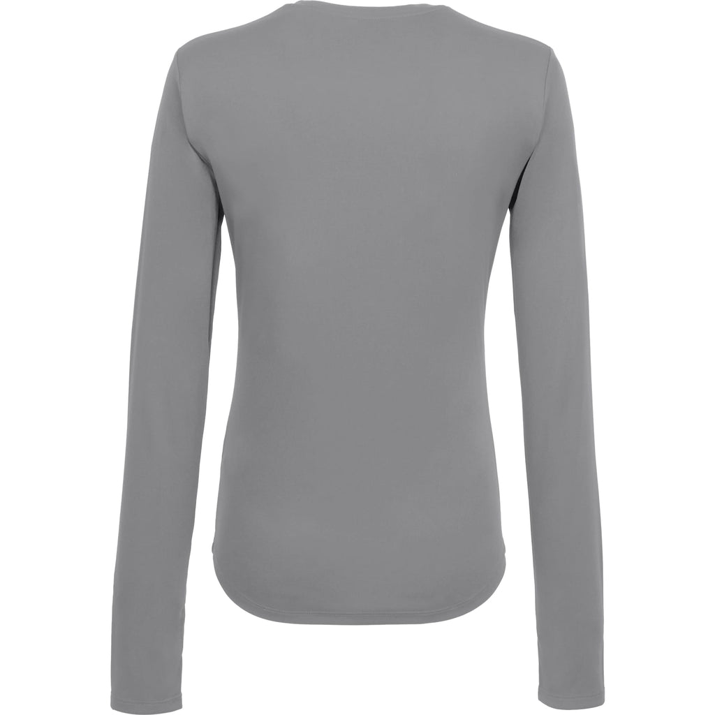 Dara Recycled Long Sleeve Tech Tee for Women Embroidery - Quarry - Back