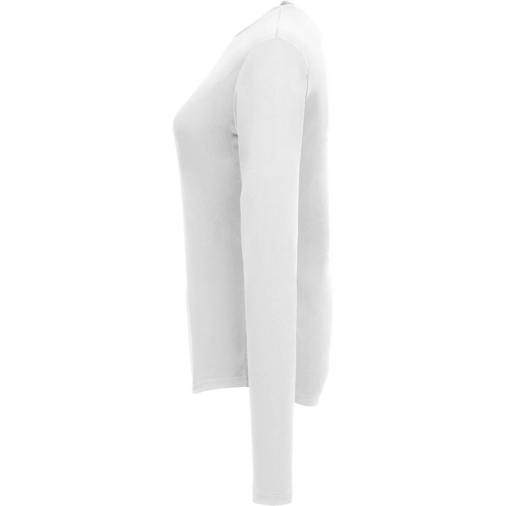 Dara Recycled Long Sleeve Tech Tee for Women Embroidery - White - Left Side