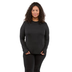 Dara Recycled Long Sleeve Tech Tee for Women Transfer - Black - Front On Model