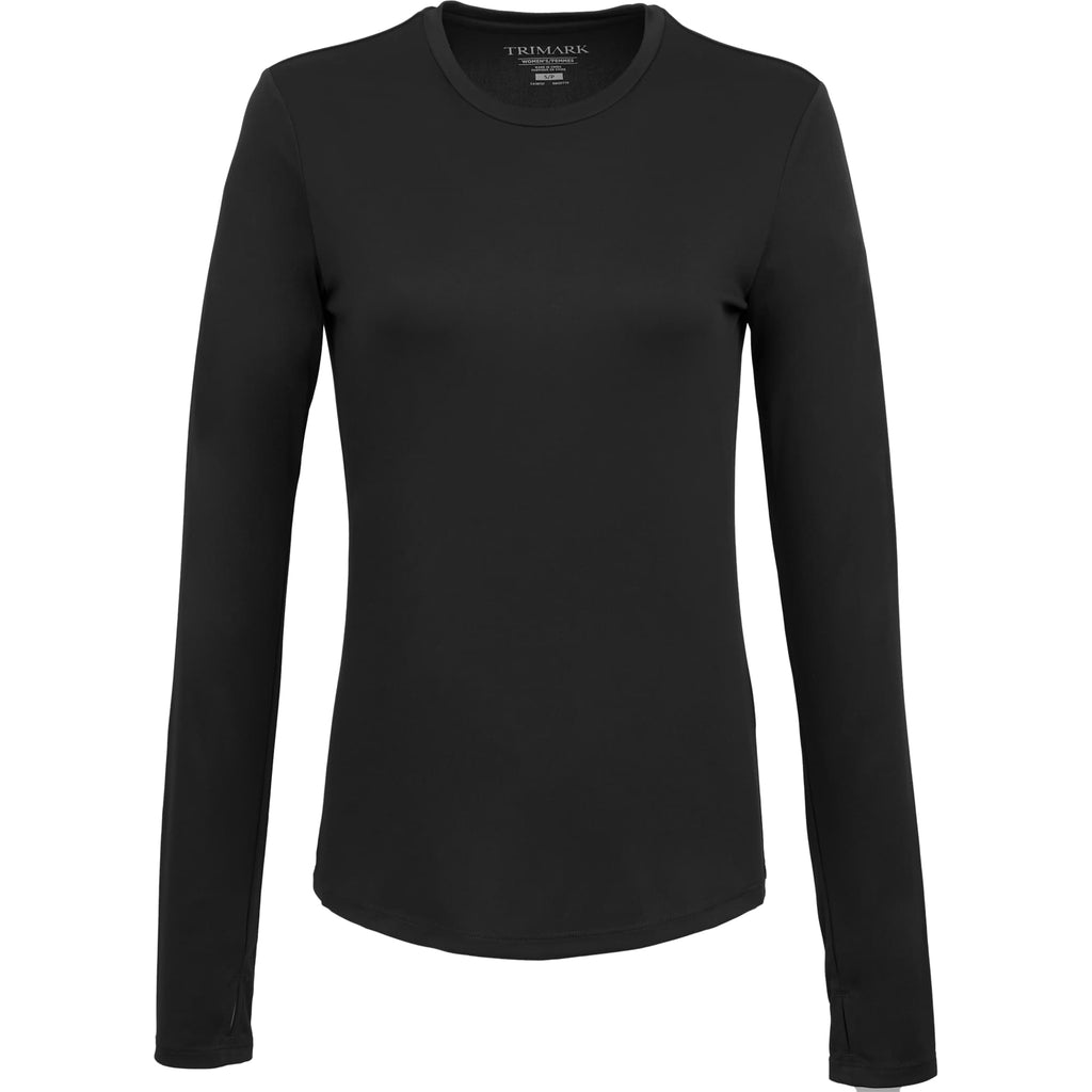 Dara Recycled Long Sleeve Tech Tee for Women Transfer - Black - Front