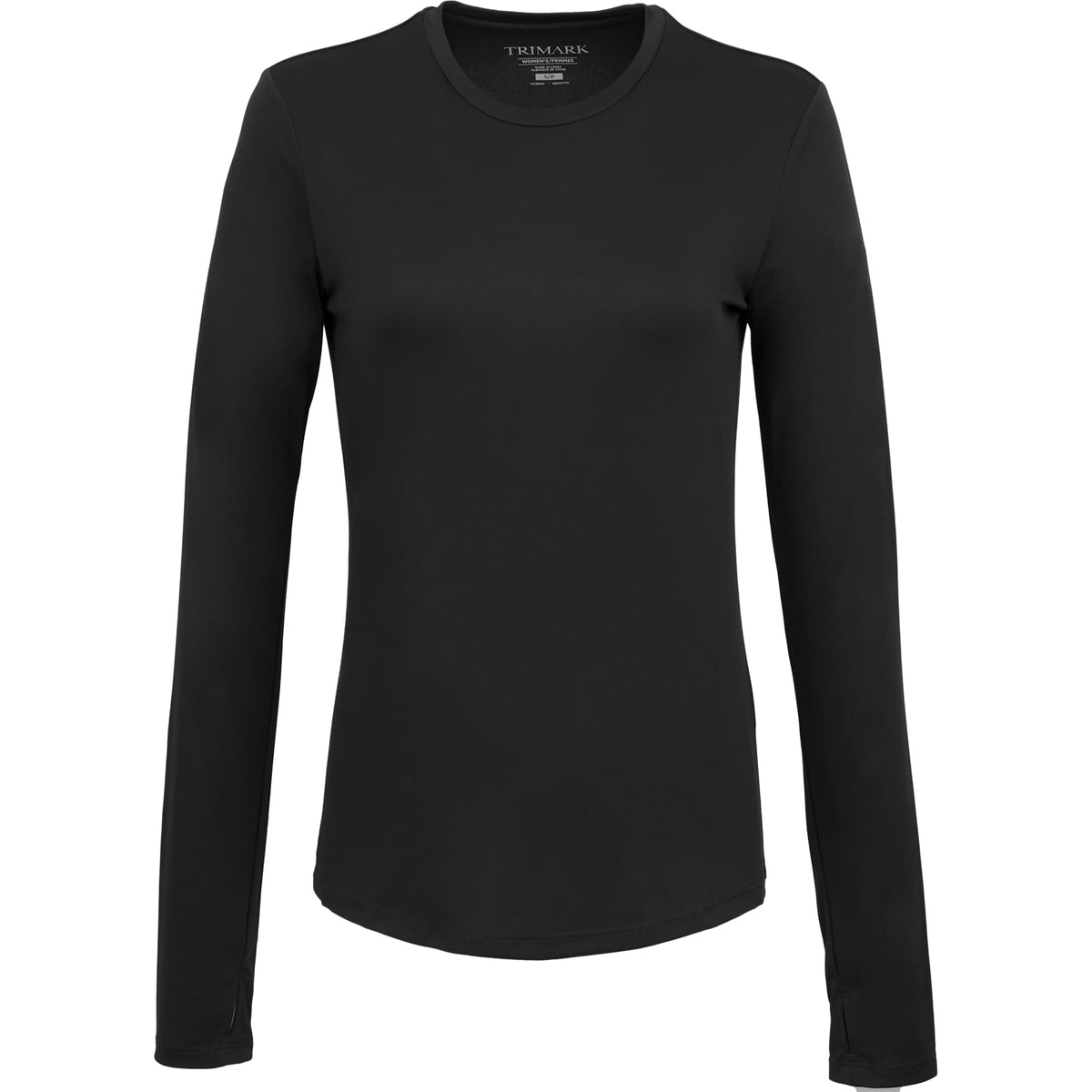 Dara Recycled Long Sleeve Tech Tee for Women Transfer - Black - Front