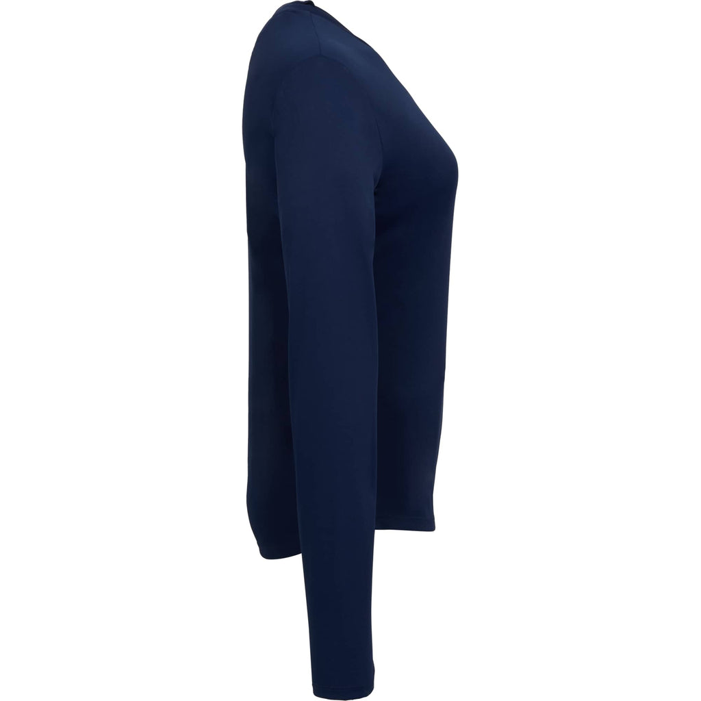 Dara Recycled Long Sleeve Tech Tee for Women Transfer - Vintage Navy - Right Side