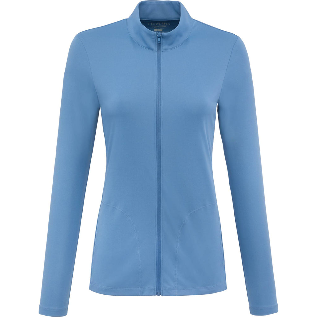Dara Recycled Tech Full Zip Jacket for Women Debossing - Moonlight Blue - Front