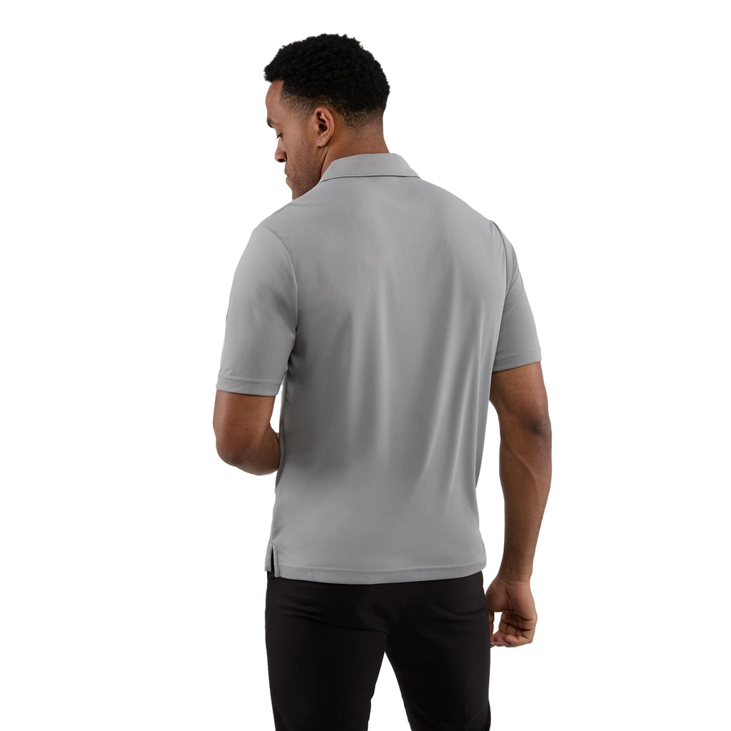 Dara Recycled Tech Polo for Men Debossing - Quarry - Back On Model
