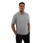 Dara Recycled Tech Polo for Men Debossing - Quarry - Front On Model