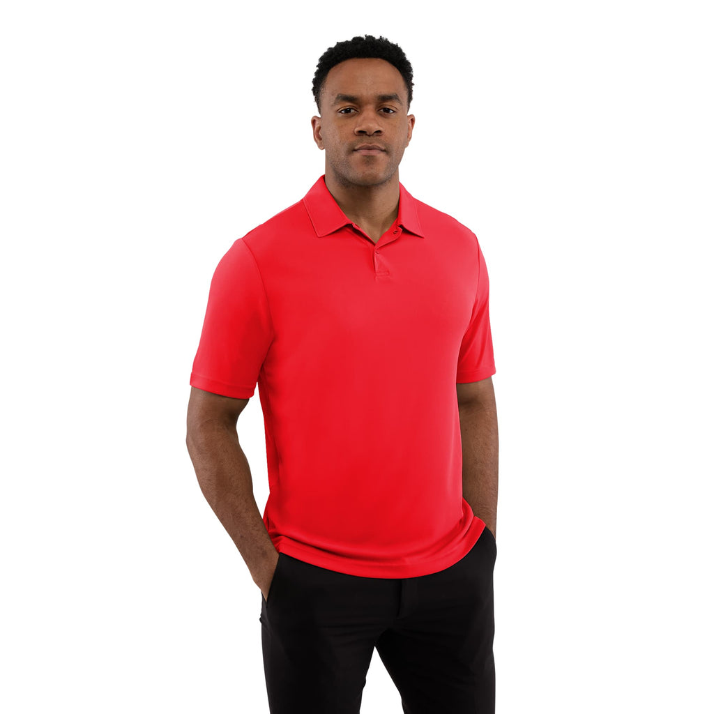 Dara Recycled Tech Polo for Men Embroidery - Team Red - Front On Model