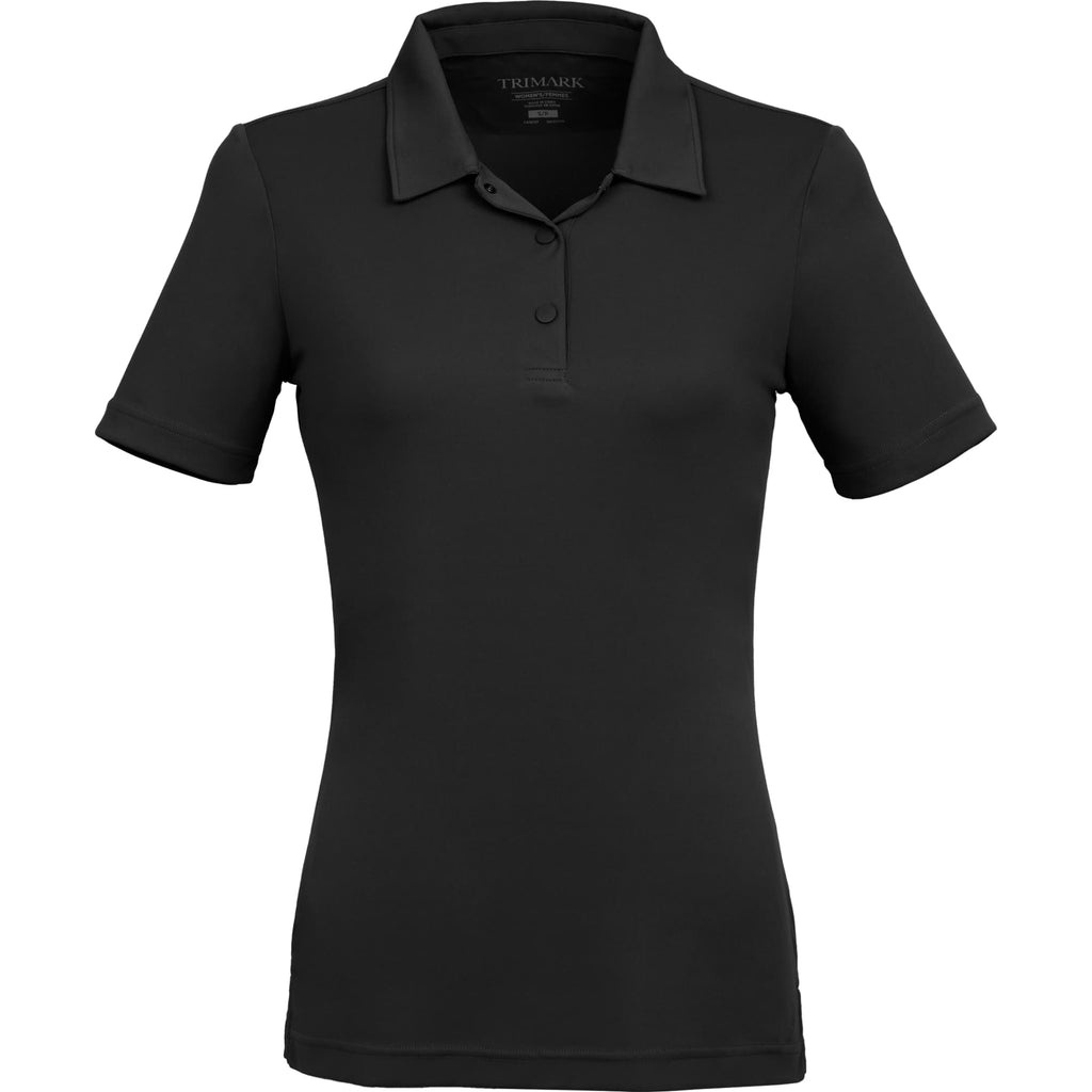 Dara Recycled Tech Polo for Women Debossing - Black - Front