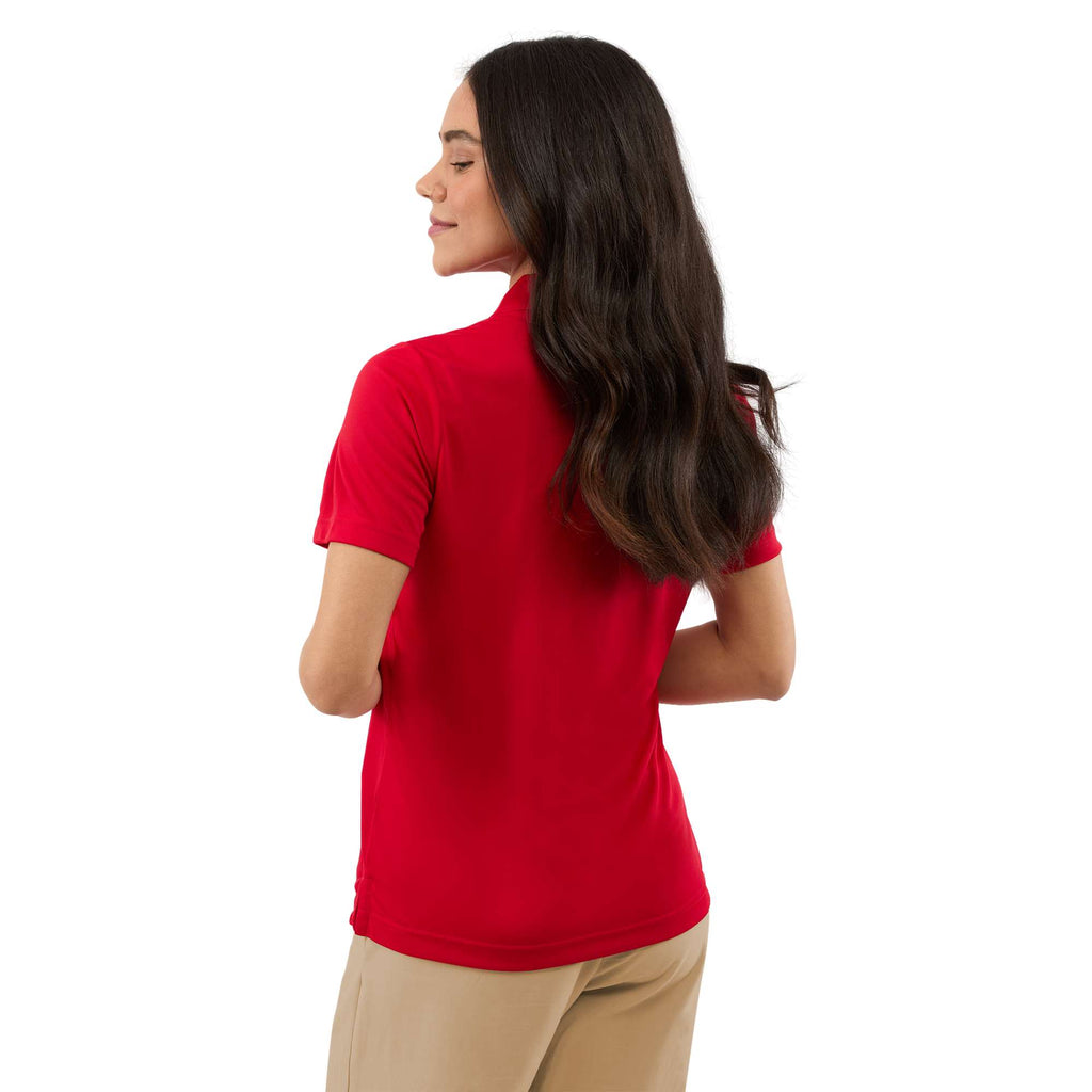 Dara Recycled Tech Polo for Women Debossing - Team Red - Back On Model