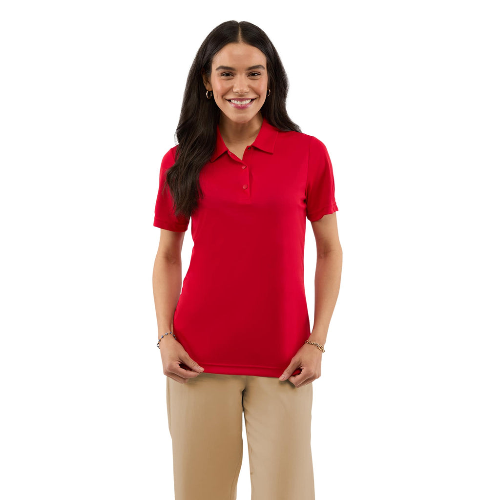 Dara Recycled Tech Polo for Women Debossing - Team Red - Front On Model
