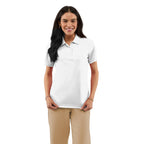 Dara Recycled Tech Polo for Women Debossing - White - Front On Model