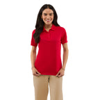 Dara Recycled Tech Polo for Women Transfer - Team Red - Front On Model