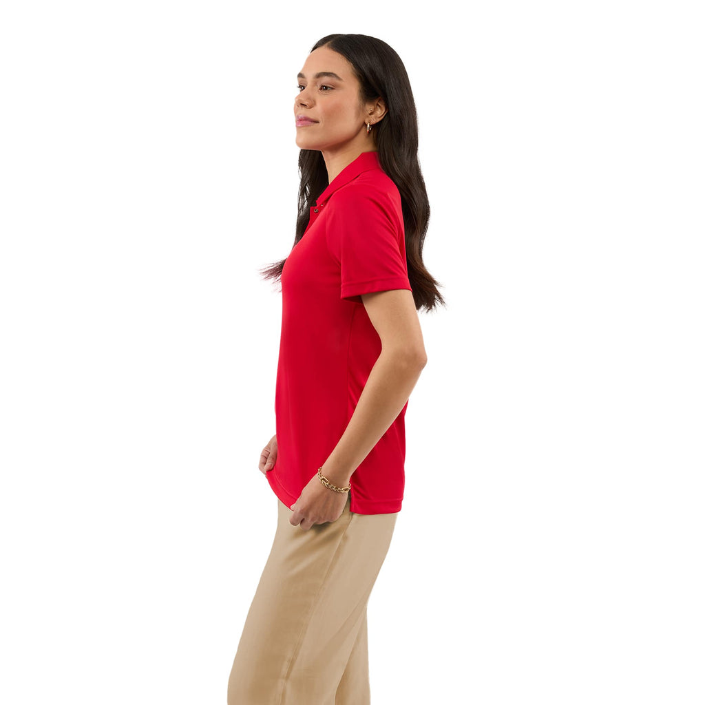 Dara Recycled Tech Polo for Women Transfer - Team Red - Left Side On Model