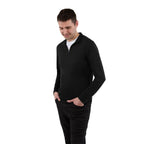 Dara Recycled Tech Quarter Zip for Men Debossing - Black - Front On Model
