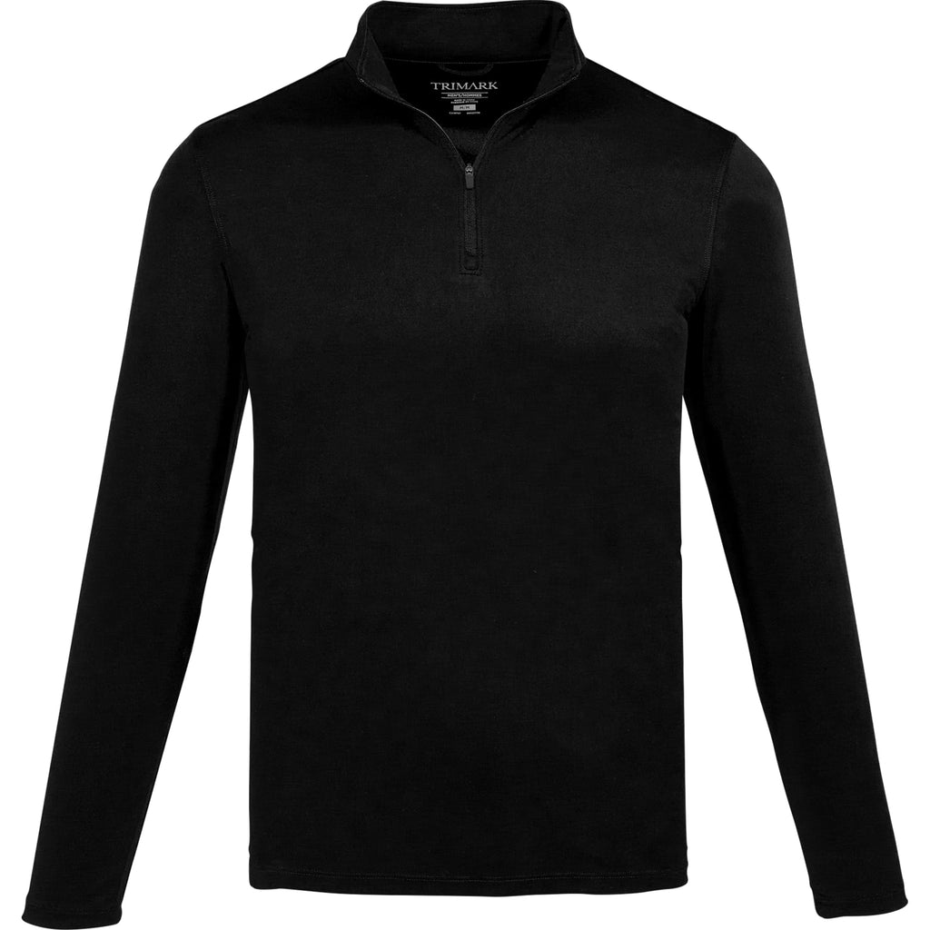 Dara Recycled Tech Quarter Zip for Men Debossing - Black - Front