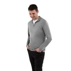 Dara Recycled Tech Quarter Zip for Men Debossing - Quarry - Front On Model