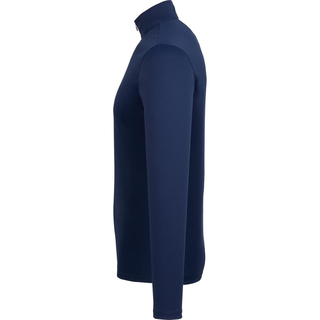 Dara Recycled Tech Quarter Zip for Men Debossing - Vintage Navy - Left Side