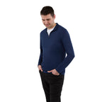 Dara Recycled Tech Quarter Zip for Men Laser Engraving - Vintage Navy - Front On Model