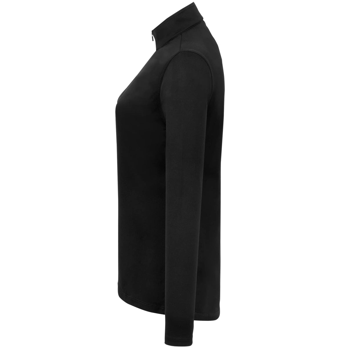 Dara Recycled Tech Quarter Zip for Women Embroidery - Black - Left Side