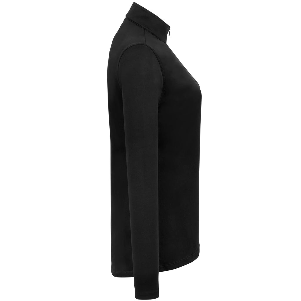 Dara Recycled Tech Quarter Zip for Women Embroidery - Black - Right Side