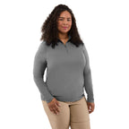 Dara Recycled Tech Quarter Zip for Women Embroidery - Quarry - Front On Model