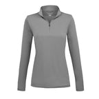 Dara Recycled Tech Quarter Zip for Women Embroidery - Quarry - Front