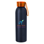 Darby Recycled Aluminum Bottle, 22 oz - Black with Blue - Colorbrite Drinkware
