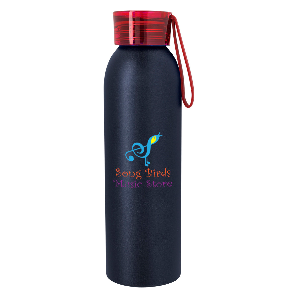 Darby Recycled Aluminum Bottle, 22 oz - Black with Blue - Colorbrite Drinkware