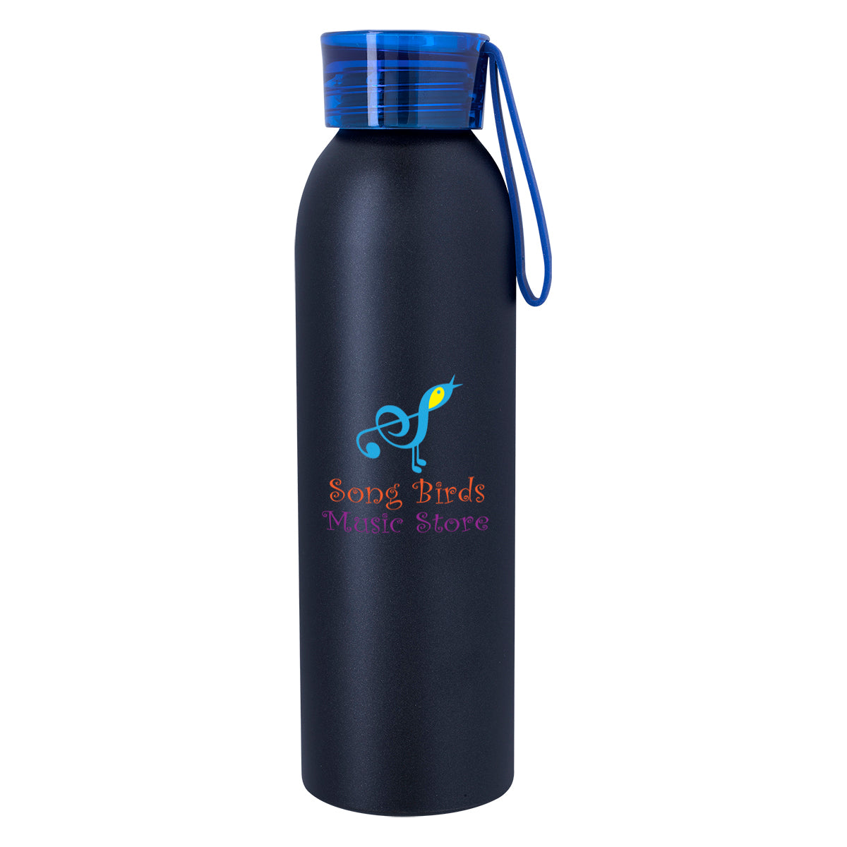 Darby Recycled Aluminum Bottle, 22 oz - Black with Blue - Colorbrite Drinkware