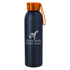 Darby Recycled Aluminum Bottle, 22 oz - Black with Blue - Silk Screen