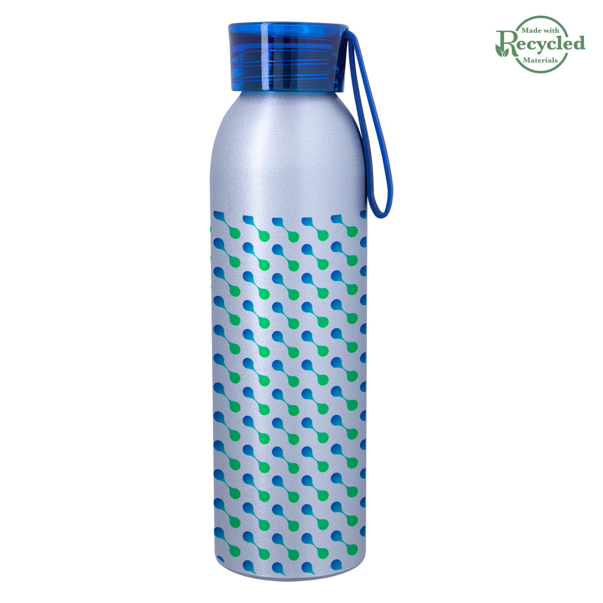 Darby Recycled Aluminum Bottle in Full Color, 22 oz - Black with Blue - Megabrite