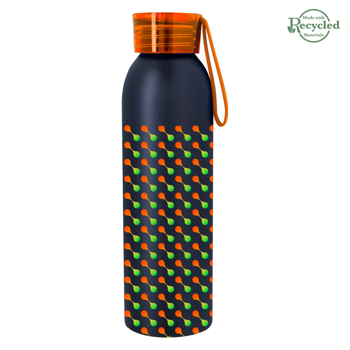 Darby Recycled Aluminum Bottle in Full Color, 22 oz - Matte Black - Megabrite