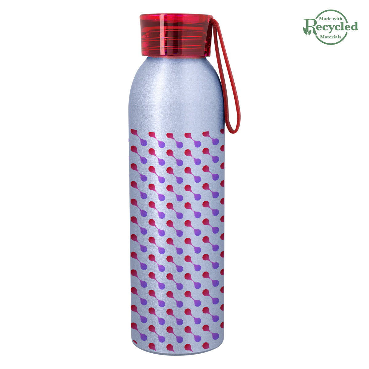 Darby Recycled Aluminum Bottle in Full Color, 22 oz - Red - Megabrite