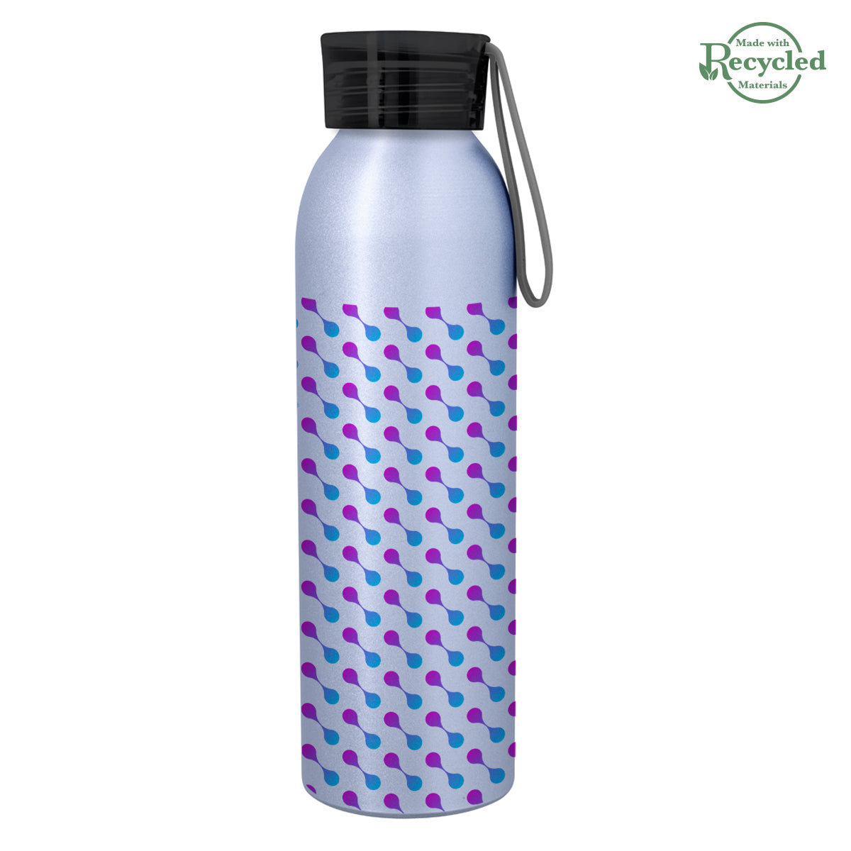 Darby Recycled Aluminum Bottle in Full Color, 22 oz - Silver - Megabrite