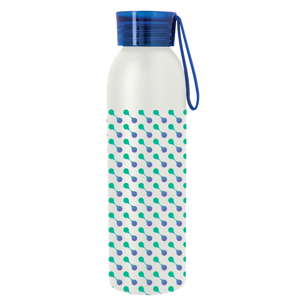 Darby Recycled Aluminum Bottle in Full Color, 22 oz - White - Megabrite