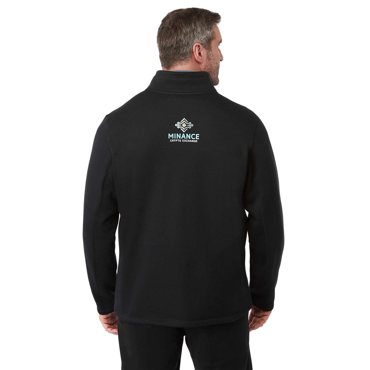 Darnell Eco Knit Full Zip Sweater for Men Embroidery - Black - On Model Back