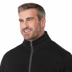 Darnell Eco Knit Full Zip Sweater for Men Embroidery - Black - On Model Detail