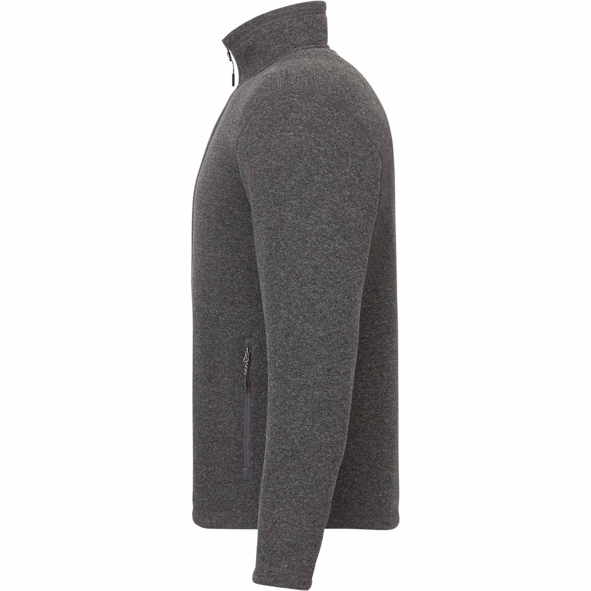 Darnell Eco Knit Full Zip Sweater for Men Embroidery - Heather Dark Charcoal - Left Side