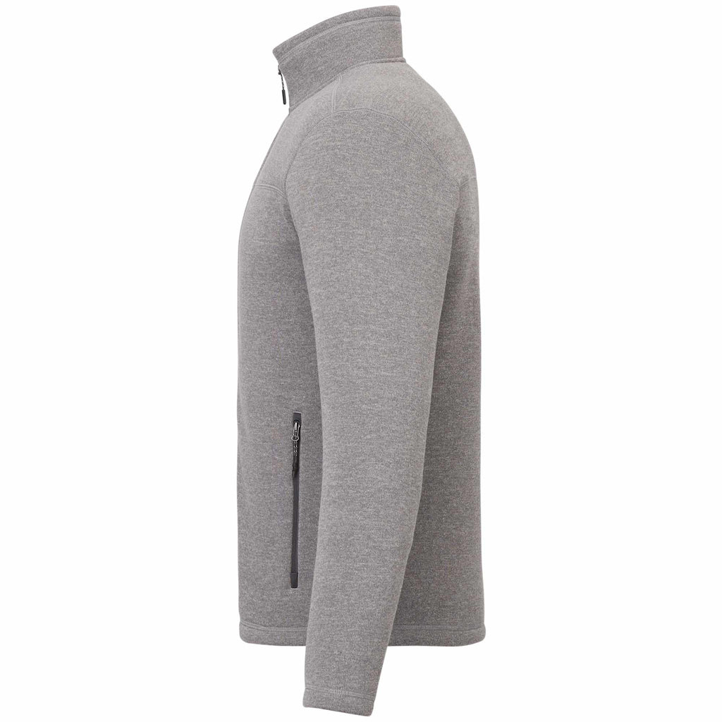 Darnell Eco Knit Full Zip Sweater for Men Embroidery - Medium Heather Grey - Left Side