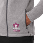Darnell Eco Knit Full Zip Sweater for Men Embroidery - Medium Heather Grey - On Model Detail