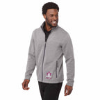Darnell Eco Knit Full Zip Sweater for Men Embroidery - Medium Heather Grey - On Model Right Angle