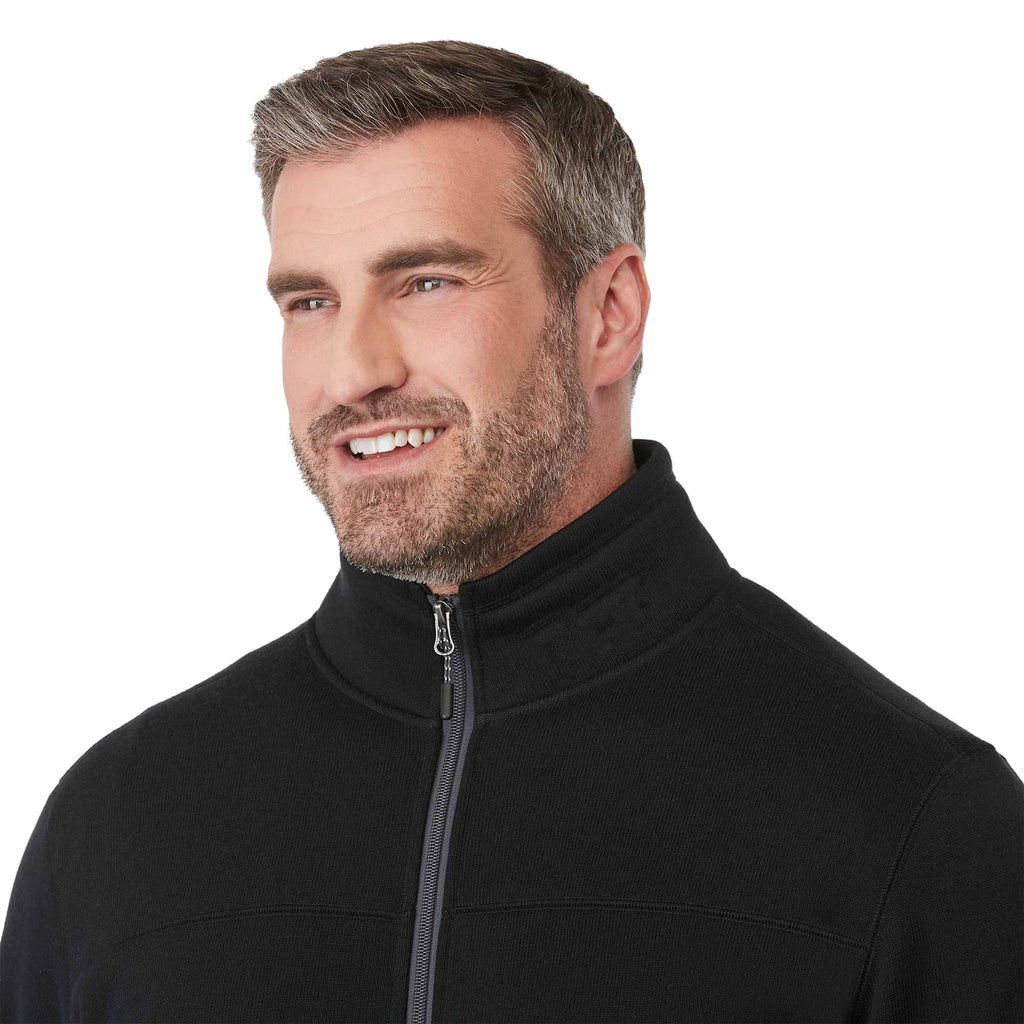 Darnell Eco Knit Full Zip Sweater for Men Transfer - Black - On Model Detail